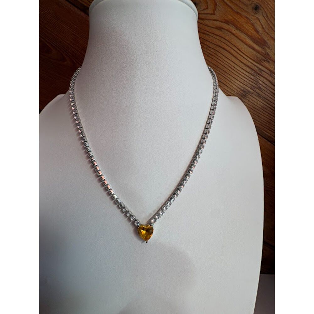 Yellow Heart Zircon 304 Stainless Steel Necklace NWT
